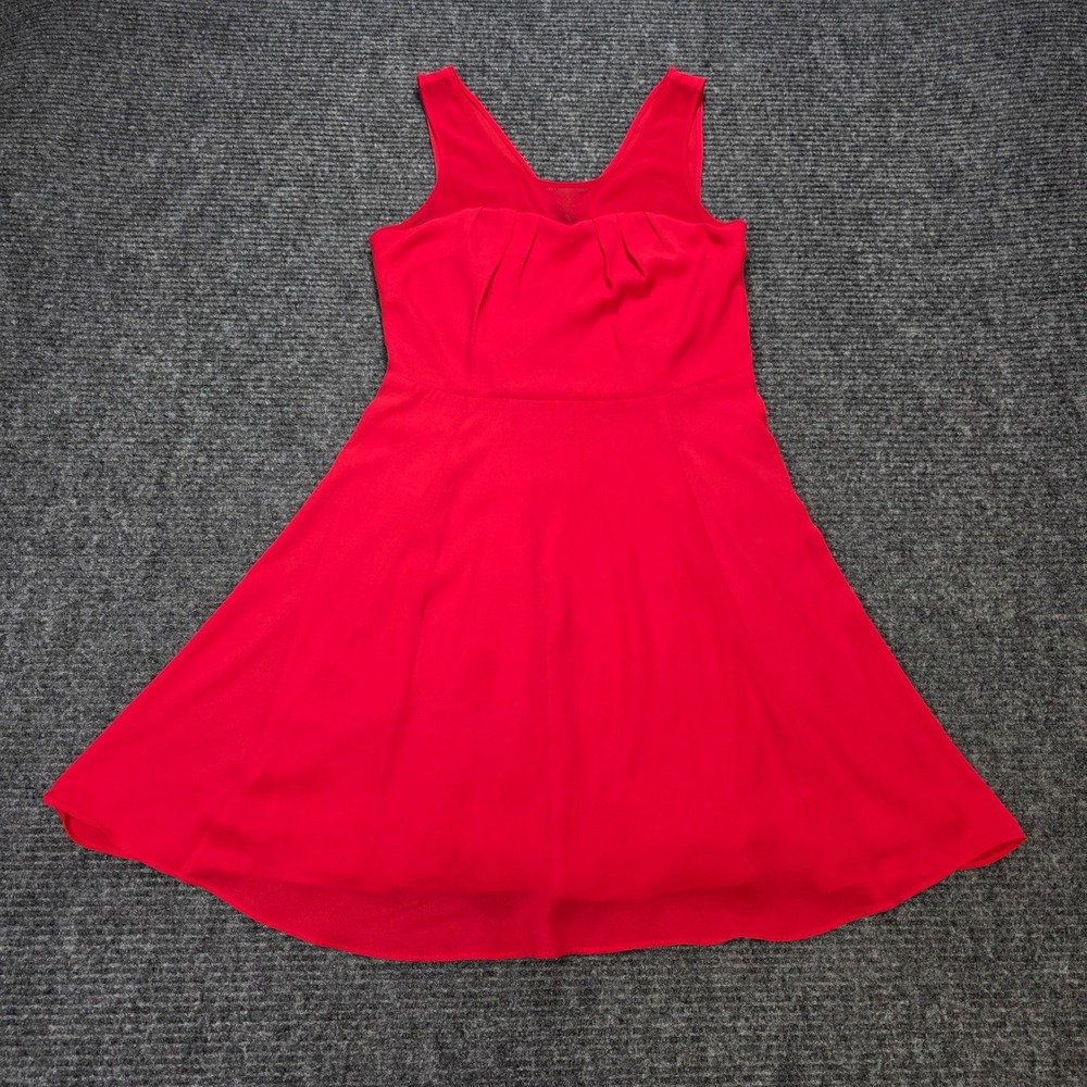 Express Fit & Flare Cocktail Dress Sleeveless Women's Size 6 Red Side Zip Mesh